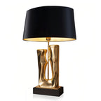 Gold and Black Table Lamp Sculptural Base Elegant Drum Shade Lamp
