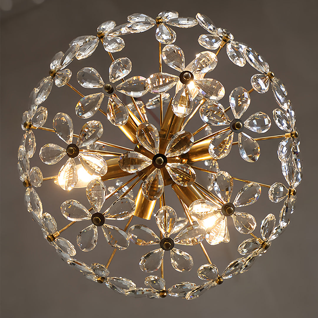 Crystal Flower Chandelier Flower Shaped Vintage Floral Ceiling Light