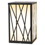 20W Square Solar LED Bollard Lights with Linear Pattern Lampshade