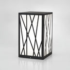 20W Square Solar LED Bollard Lights with Linear Pattern Lampshade