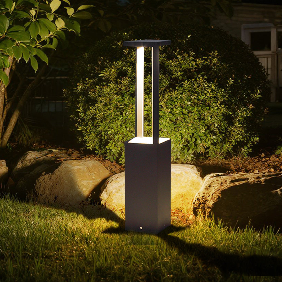 Cutout LED Landscape Bollard Lights Minimalist Garden Pole