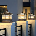 [Open-Box]Square Bronze Hardwired/Solar Pillar Lamp Fence Post Light with 3 Step Dimming