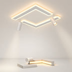 Square Dimmable Flush Mount Modern Lighting with 2 Adjustable Spotlights Track Lights