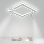 Square Dimmable Flush Mount Modern Lighting with 2 Adjustable Spotlights Track Lights