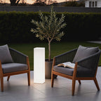 Square Floor Lamp with Glowing White Shade Landscape Light