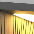 [Open-Box]Square Metal Striped Decor LED Waterproof Black Solar Fence Post Light