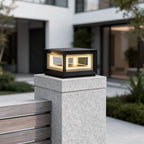 Square Pillar Lights Modern Creative Cube LED Solar Fence Post Light