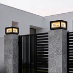 Square Pillar Lights Modern Creative Cube LED Solar Fence Post Light