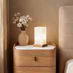Square Table Light Wooden Cube Battery-Powered LED Lamp