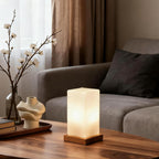 Square Table Light Wooden Cube Battery-Powered LED Lamp