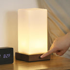 Square Table Light Wooden Cube Battery-Powered LED Lamp
