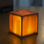 Square Wood Lamp Modern LED Cube Wood Grain Decorative Lamp