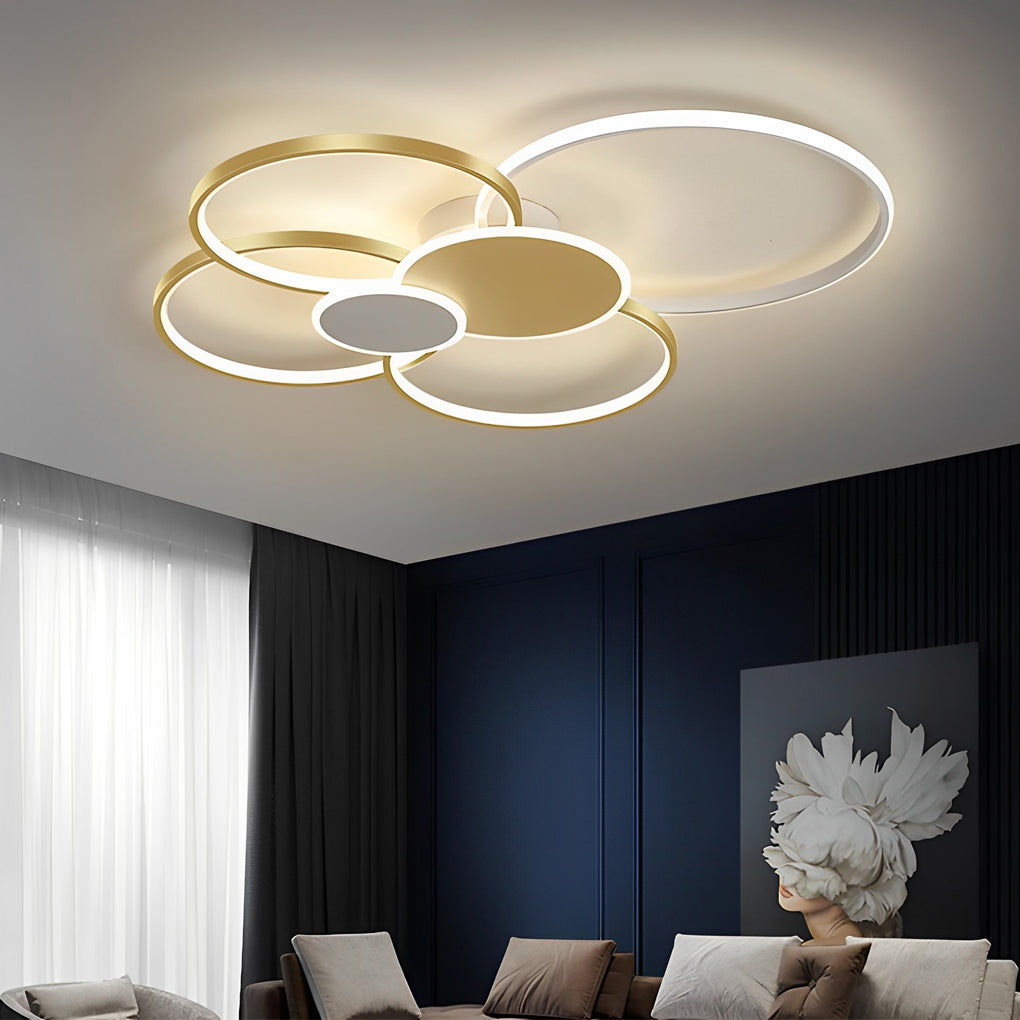 Stacked Ring Ceiling Light Modern LED Recessed Metal Light