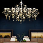 Stainless Steel Crystal Pendants Raindrops LED Italian Style Chandelier