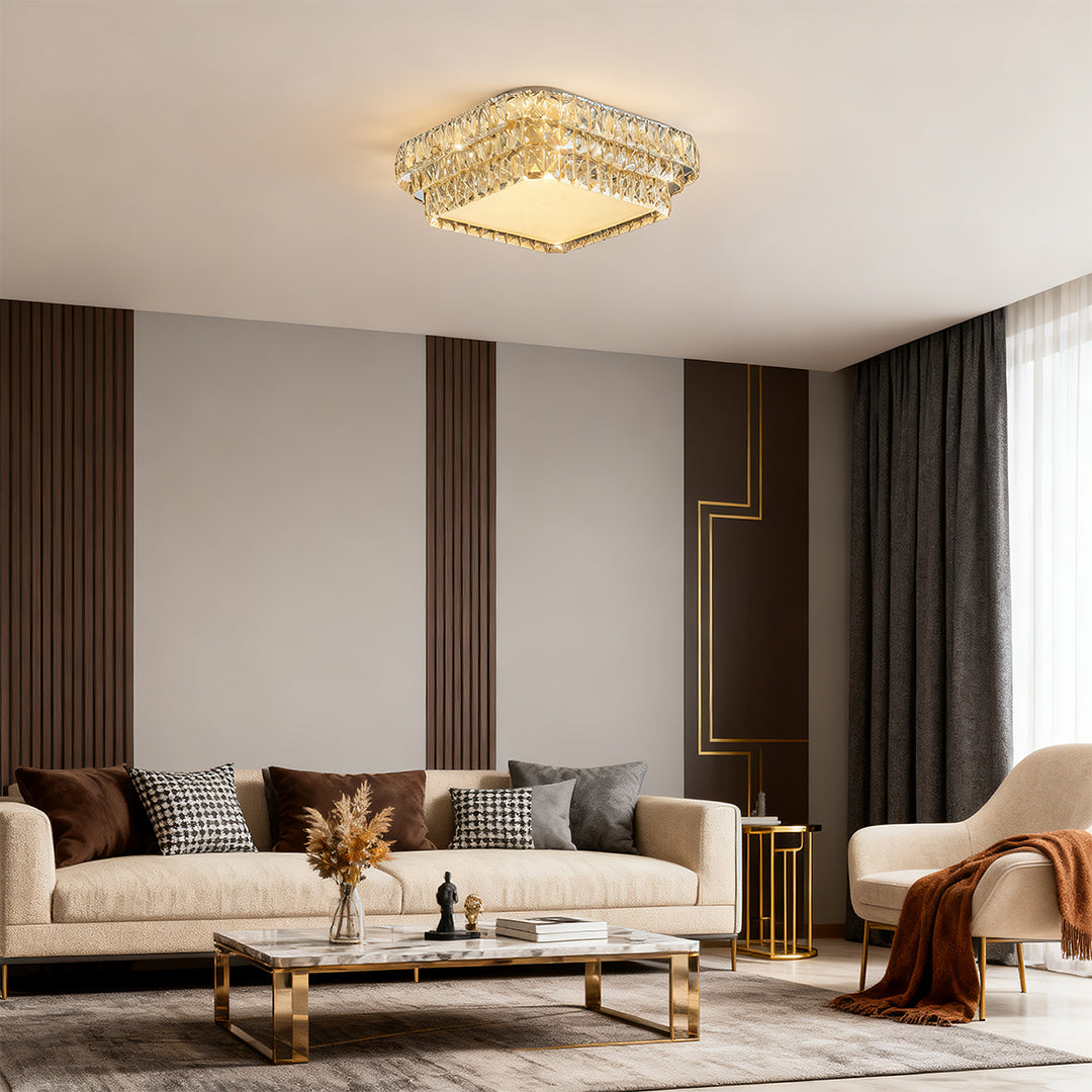 Flush Mounted LED Lights Luxury Eye-Protecting Crystal Lamp