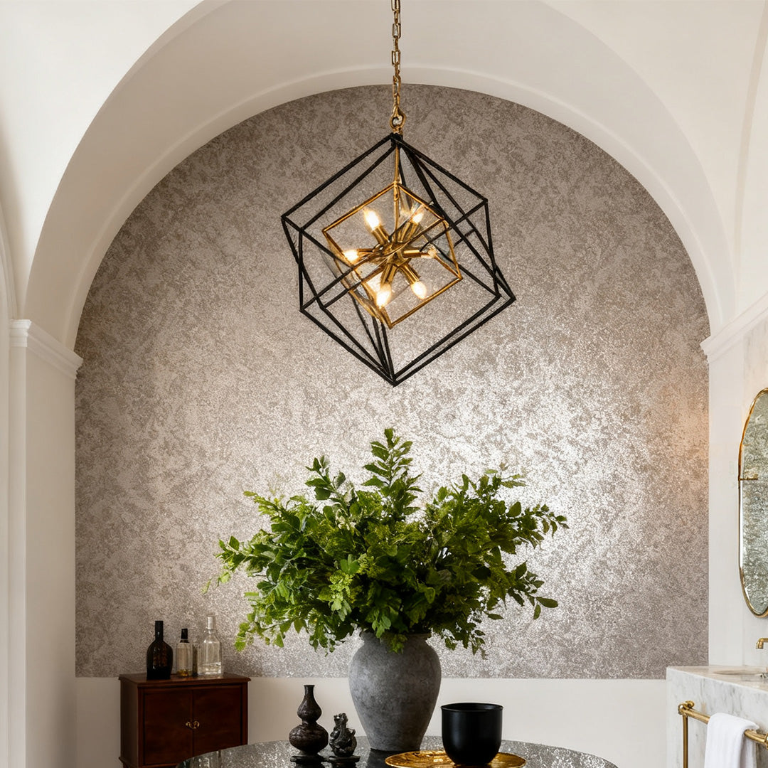 Industrial Dual-Color Iron Square Pendant