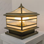Stone Pillar Solar Lights Retro Copper Waterproof Fence Post Light