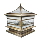 Stone Pillar Solar Lights Retro Copper Waterproof Fence Post Light