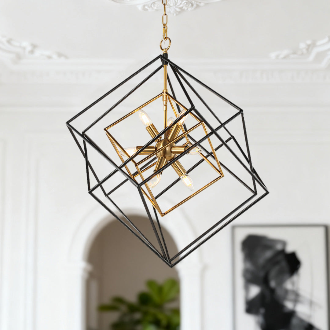 Industrial Dual-Color Iron Square Pendant