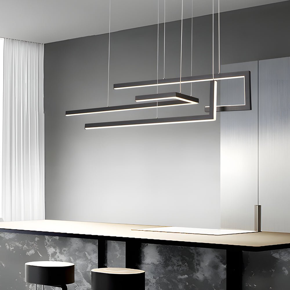 [Open-Box] Strips Geometric LED Dimmable with Remote Control Nordic Dining Chandelier