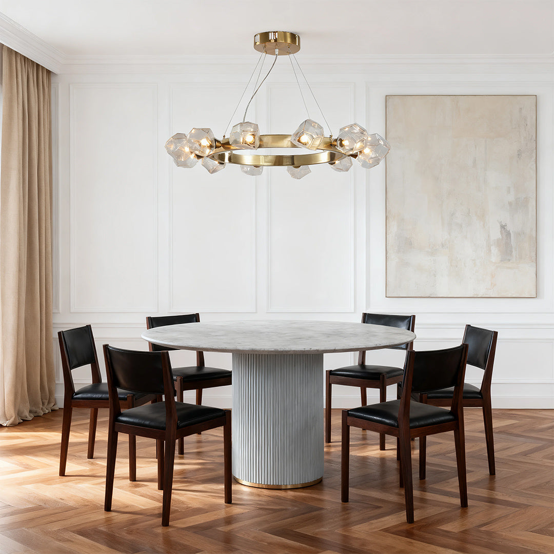 Gold Round Polished Brass Ring Chandelier