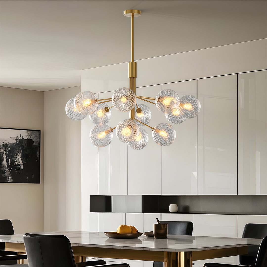 Luxury Modern Chandeliers Solid Copper Glass Ceiling Light