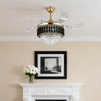 Black Ceiling Fans with Light Luxury Fan Transparent PC Blade Iron