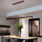 Wood Pendant Lights White PVC Shade Linear Long Strip Ceiling Light