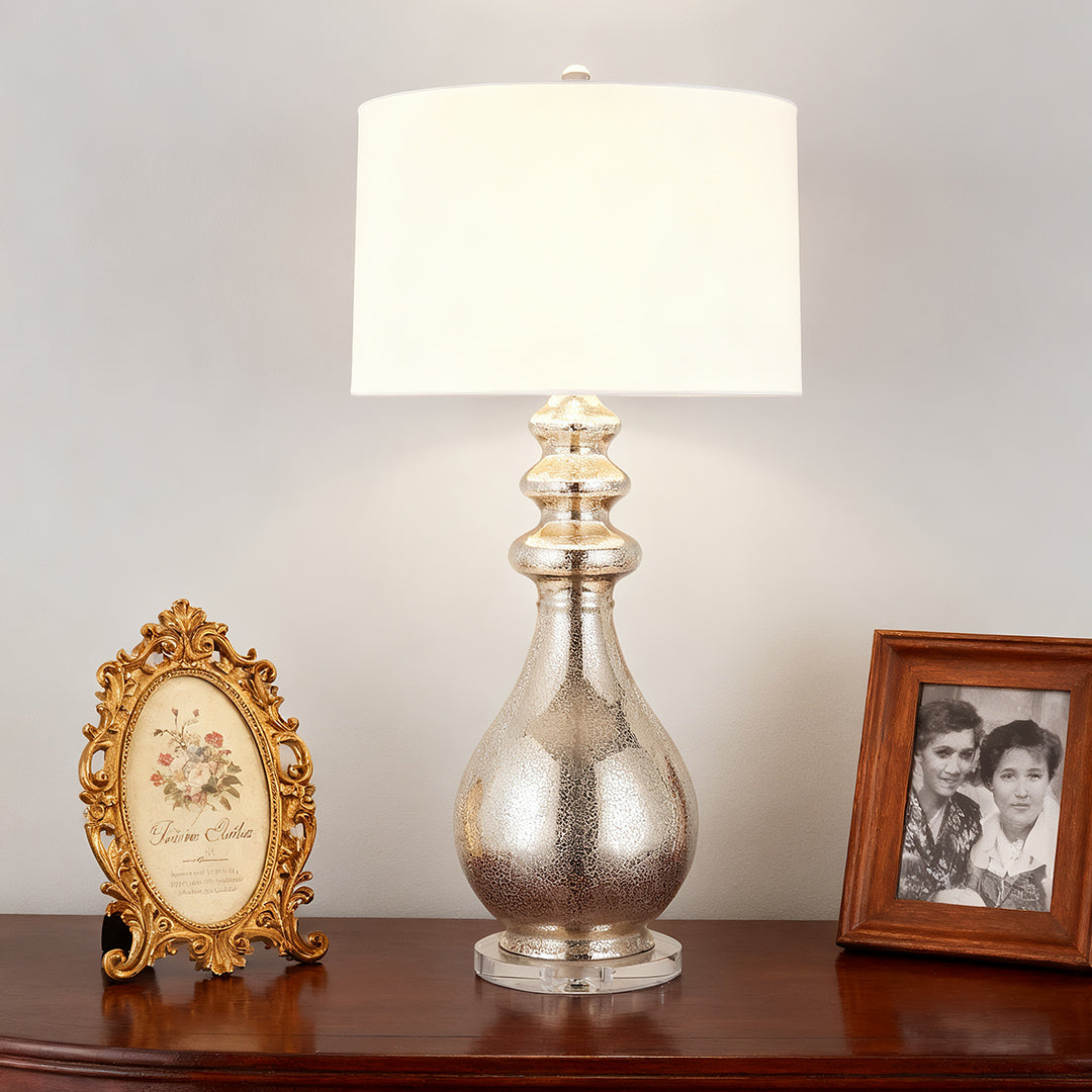 Modern Silver Table Lamp Polished Finish Unique Lamp
