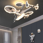 Kids Ceiling Fan With Light Fighter Jet Shaped Full Spectrum Fan Light