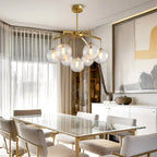 Modern Glass Ball Chandelier Full Copper Ceiling Light