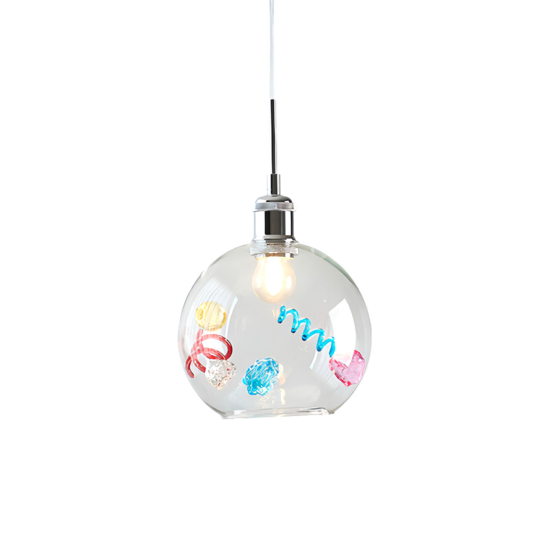 Coloured Glass Pendant Lights Globe Art Deco Ceiling Light