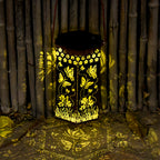 Red Outdoor Lantern Iron Body with Hollow-Out Design Solar Light