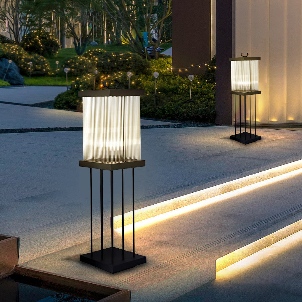 Solar Lanterns for Garden Square Ripple Waterproof Black Light