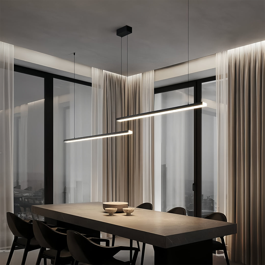 Double Hanging Pendant Lights Minimalist Black Linear Ceiling Light