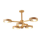 Wooden Chandeliers Nordic Style Creative LED Chandelier Made of Rubberwood