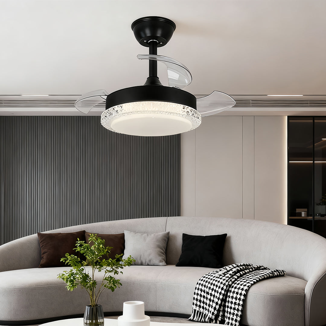 3 Blade Ceiling Fan with Light Flush Mount Quiet Fan Lamp