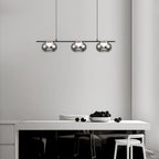 Gray Glass Pendant Light Globe Full-Spectrum Metal Ceiling Light