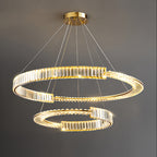 Gold Crystal Chandelier Dimmable LED Modern Ring Ceiling Light