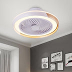Dimmbale Morden Round Flush Mount Bladeless Ceiling Fan with LED Light