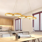 Rustic 4-Circle Wood LED Modern Chandeliers Ceiling Lights