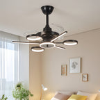 Ceiling Fan with Multiple Lights French Vintage Black Iron 3-Blade Fan