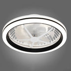 White Flush Mount Ceiling Fan with Light Plastic Round Design Lamp