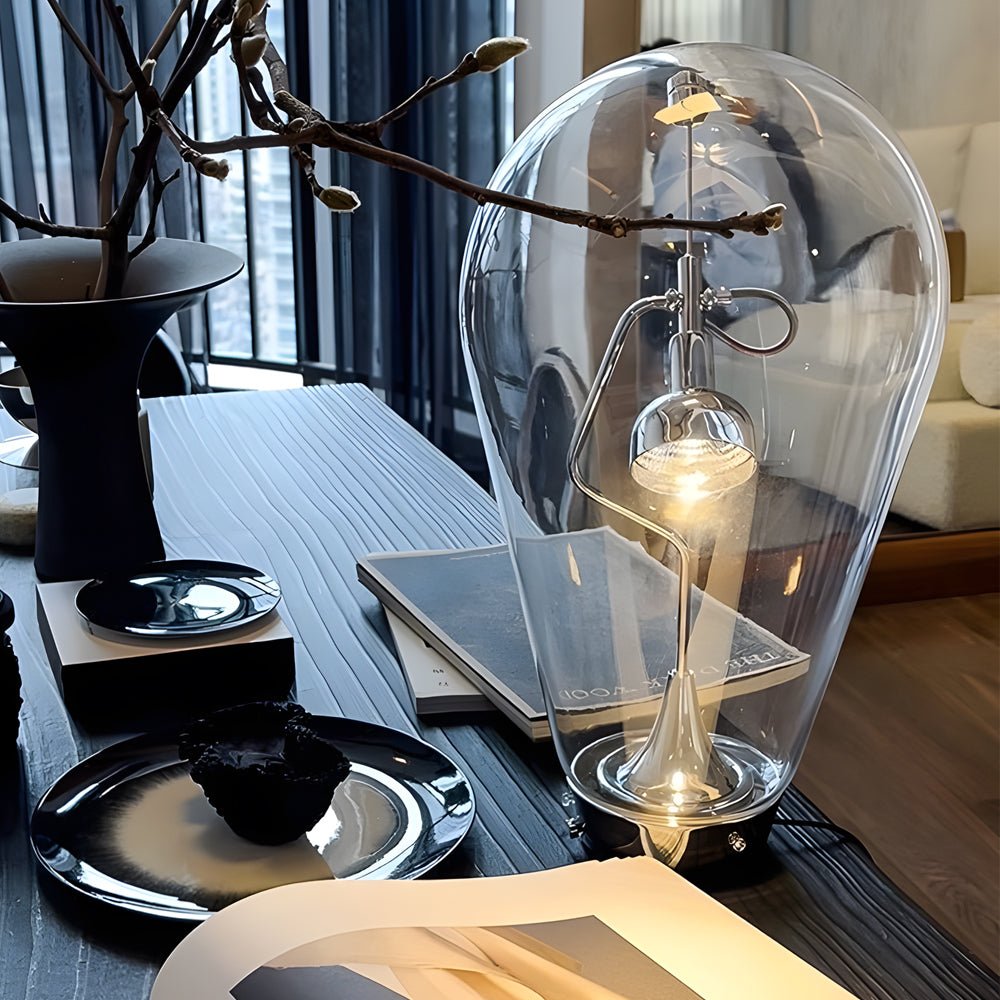 Touch-Dimming Glass Bulb Home Office Desk Lamp with Industrial Magnetic Control Design