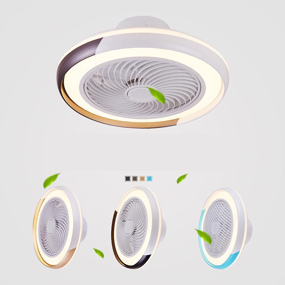 Dimmbale Morden Round Flush Mount Bladeless Ceiling Fan with LED Light