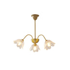 Glass Shades Chandelier Flower Shaped French Style Clear Ceiling Light