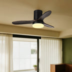Three Blade Ceiling Fan with Light LED Remote Control Wood Ceiling Fan