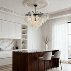 Mother of Pearl Chandelier Minimalist Metal Frame Ceiling Light