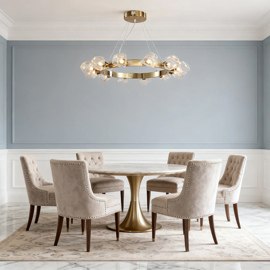 Gold Round Polished Brass Ring Chandelier