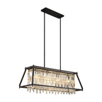 Trapezoidal Black Metallic Crystal Dining Room Chandeliers, 2 Sizes